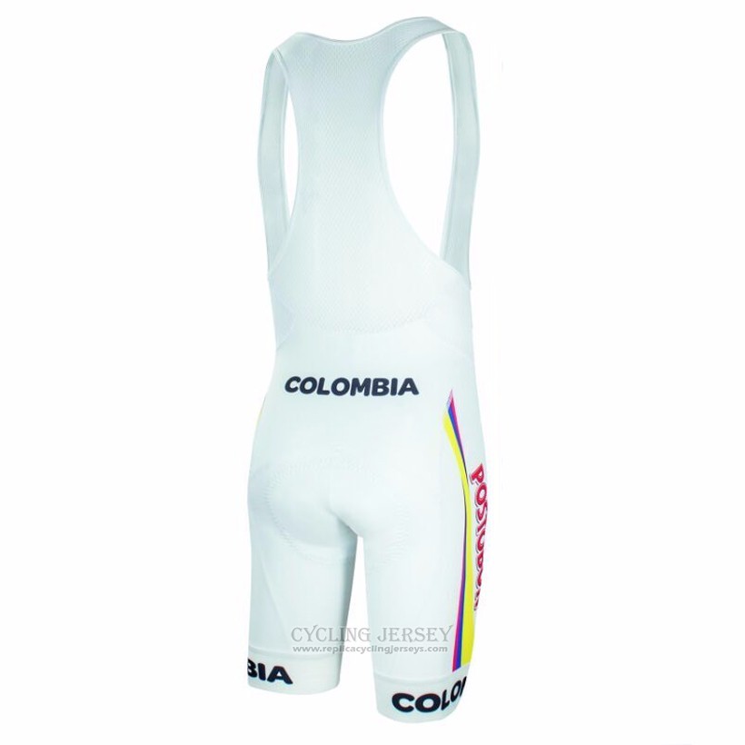 2017 Cycling Jersey Colombia White Short Sleeve and Bib Short